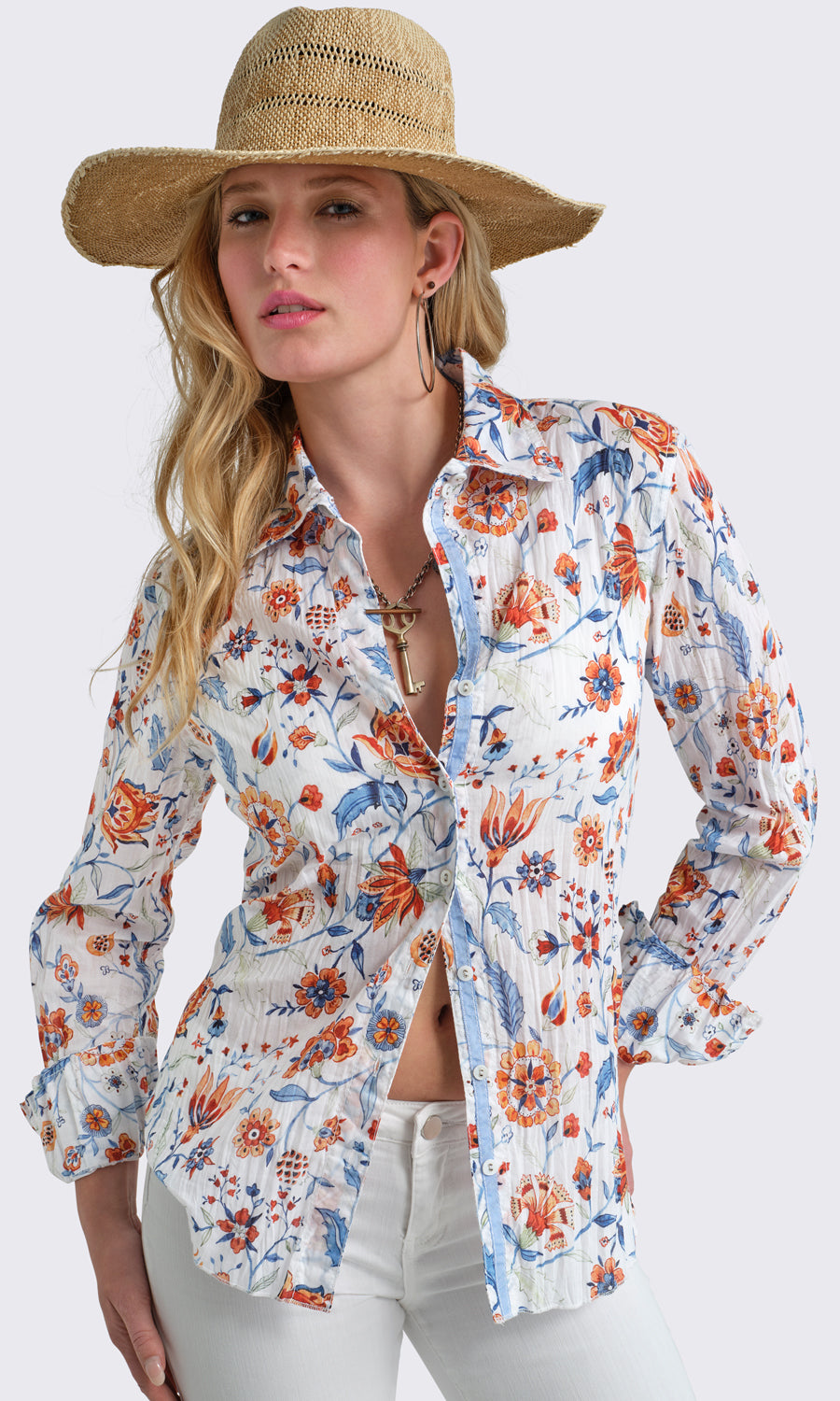 A model wears a CINO  Aix-En-Provence White button-down Shirt