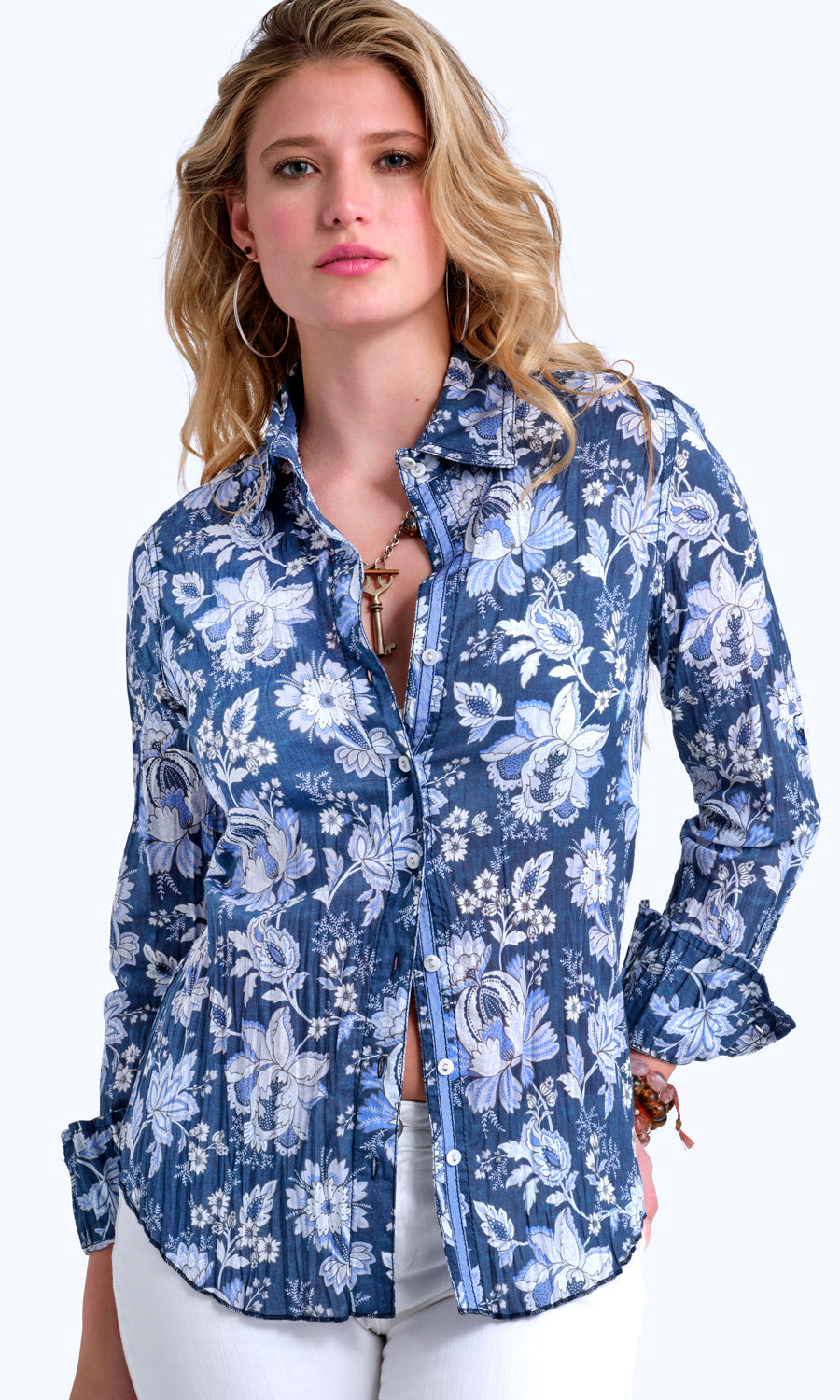 INDIGO GARDEN BLEU  BUTTON DOWN SHIRT