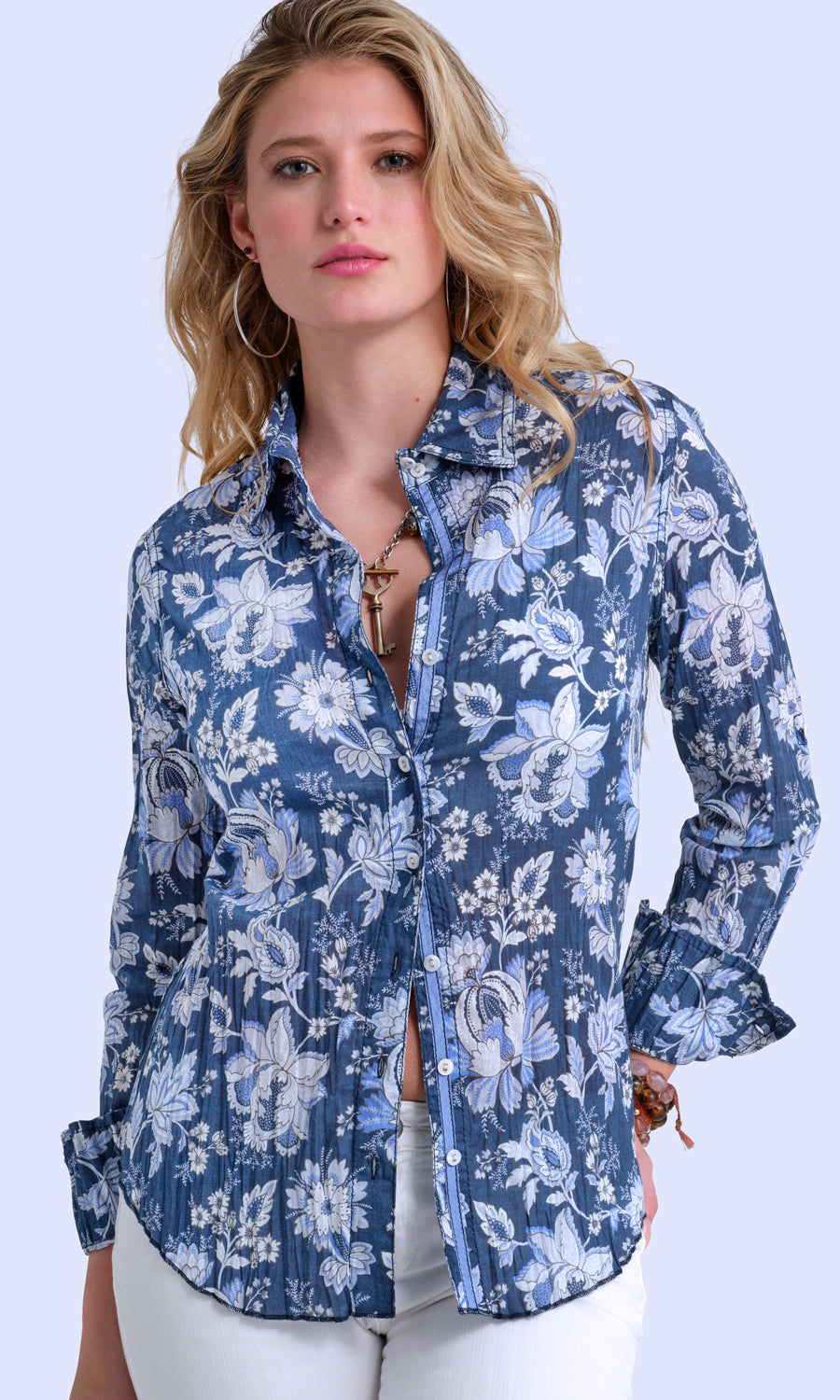 INDIGO GARDEN BLEU  BUTTON DOWN SHIRT